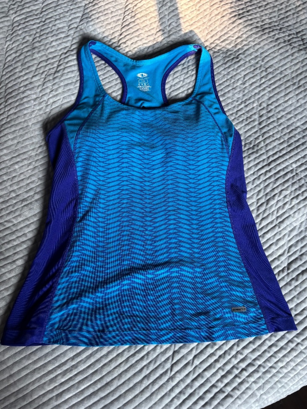 Athletic Works Womens Large Racerback Tank Top Blue Purple Wave Dri-More Tech